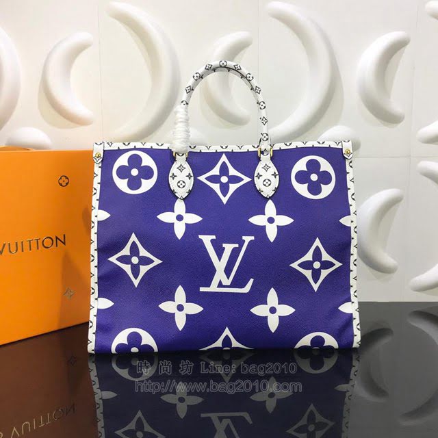 LV女包 M44576淺藍色 2019新款 路易威登Onthego手袋 LV女手提包 LV女手腕包  ydh2998